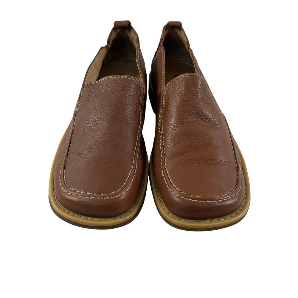 GBX Men's Brown Leather Square Toe Slip On Loafer Shoes Size 9 1/2 M